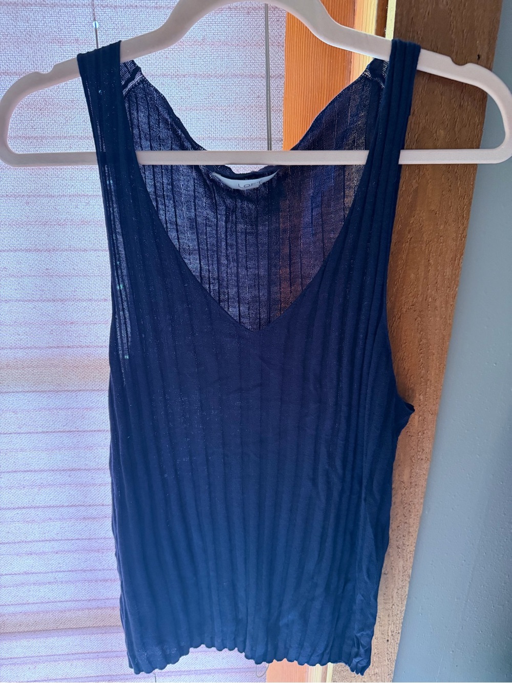 Women’s Navy Ribbed V‑Neck Tank Top